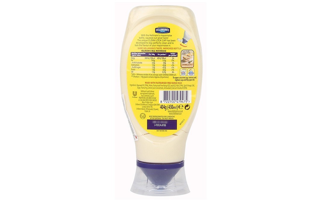 Hellmann's Real Mayonnaise    Bottle  430 millilitre